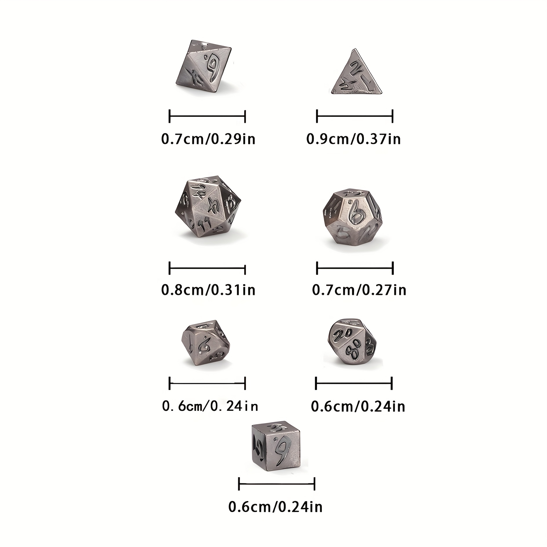 7-Part Metal Zinc Alloy Mini Faceted Dice Kit